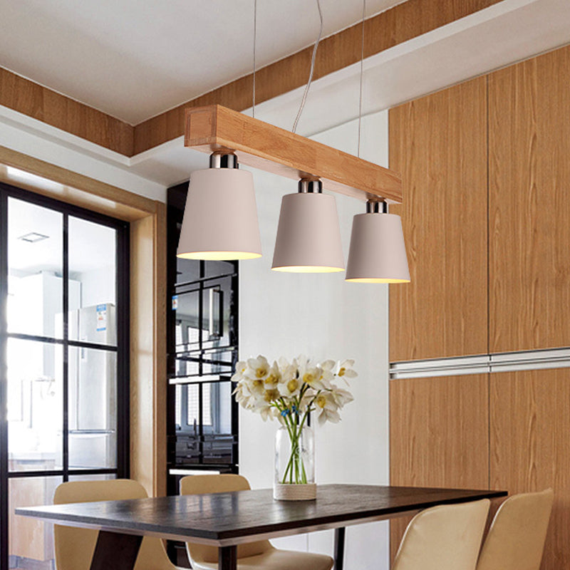 Sombra cónica de la isla de la isla Nordic Metal 3 luces Lámpara de techo de comedor Lámpara