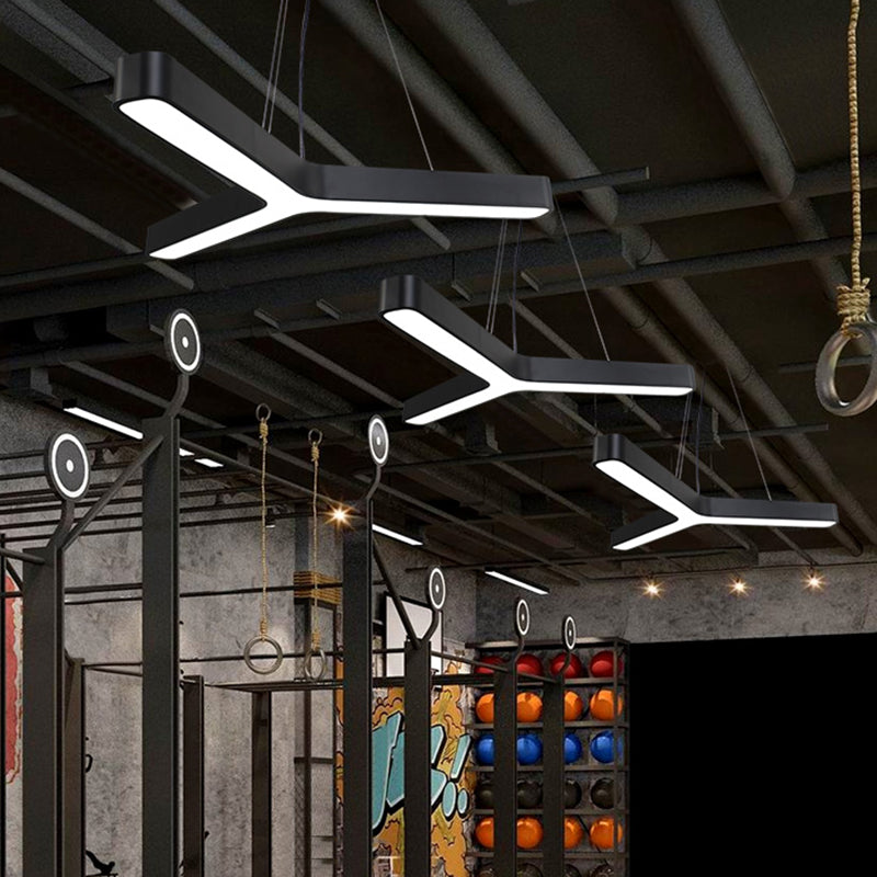 Lampada a sospensione a forma di Y metal a led contemporanea a soffitto appeso per palestra