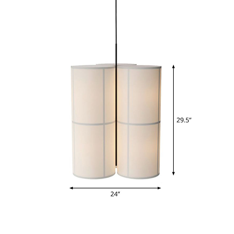 White Cylindrical Suspension Lamp Minimalist 1 Head Fabric Ceiling Pendant for Dining Room