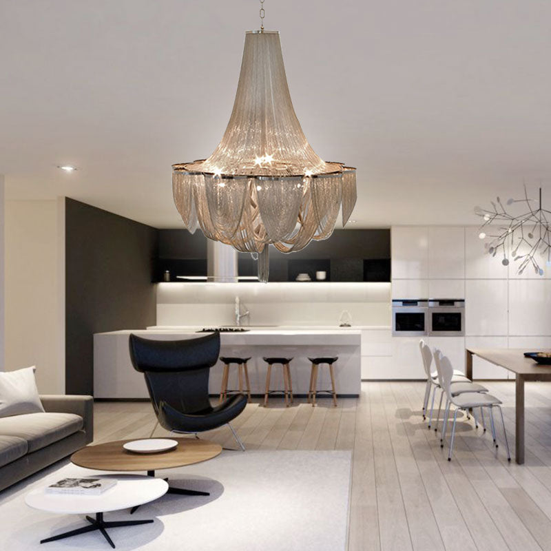 Eigentijds rijk kroonluchter aluminium ketting eetkamer plafond suspensielamp