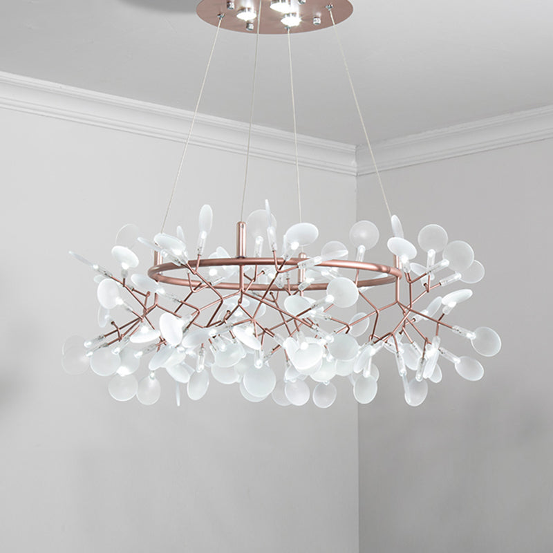 Designer Heracleum Chandelier Acrylic Living Room LED Pendant Light Fixture in Bronze