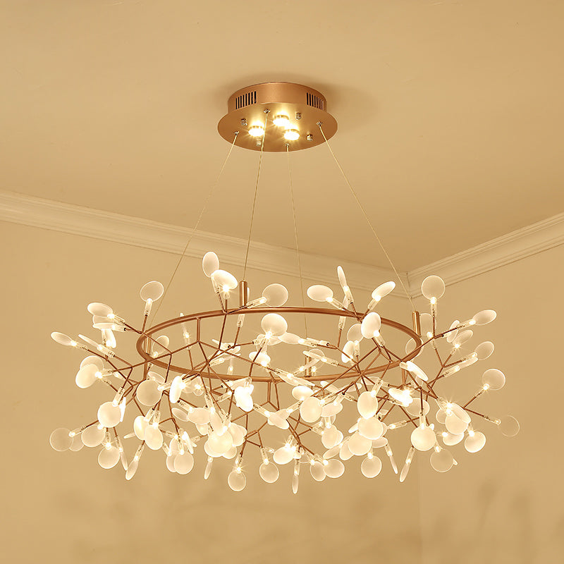 Designer Heracleum Chandelier Acrylic Living Room LED Pendant Light Fixture in Bronze