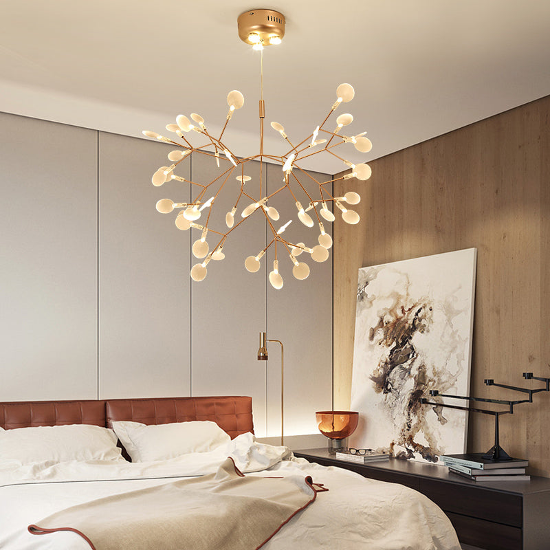 Designer Heracleum Chandelier Acrylic Living Room LED Pendant Light Fixture in Bronze