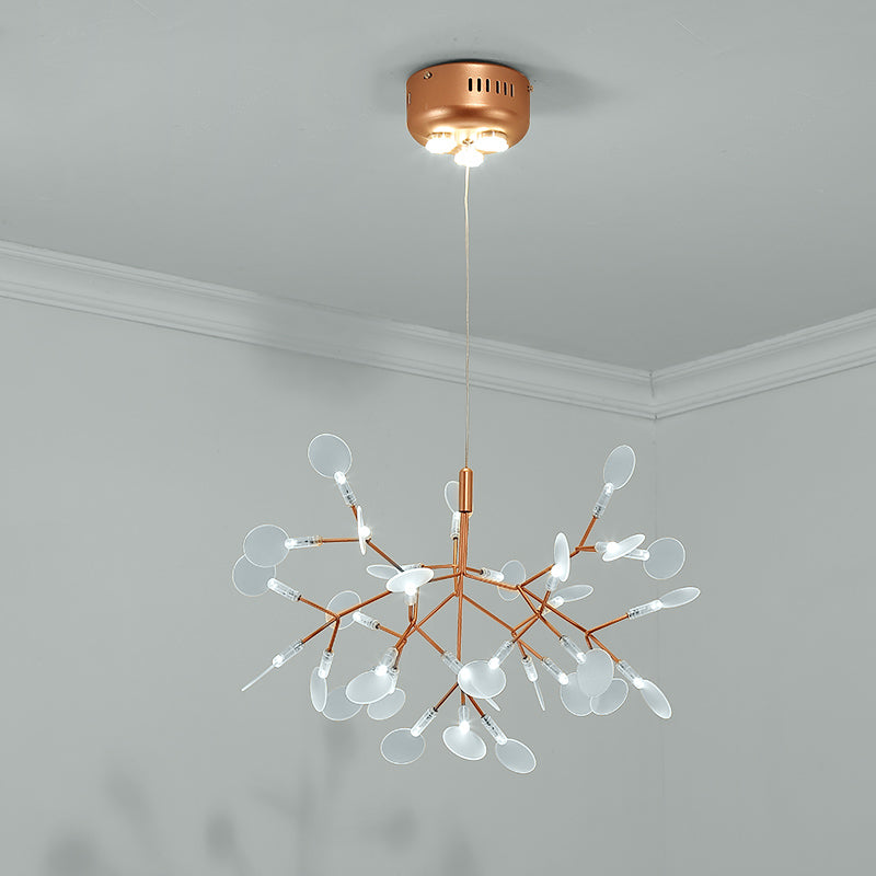 Designer Heracleum Chandelier Acrylic Living Room LED Pendant Light Fixture in Bronze