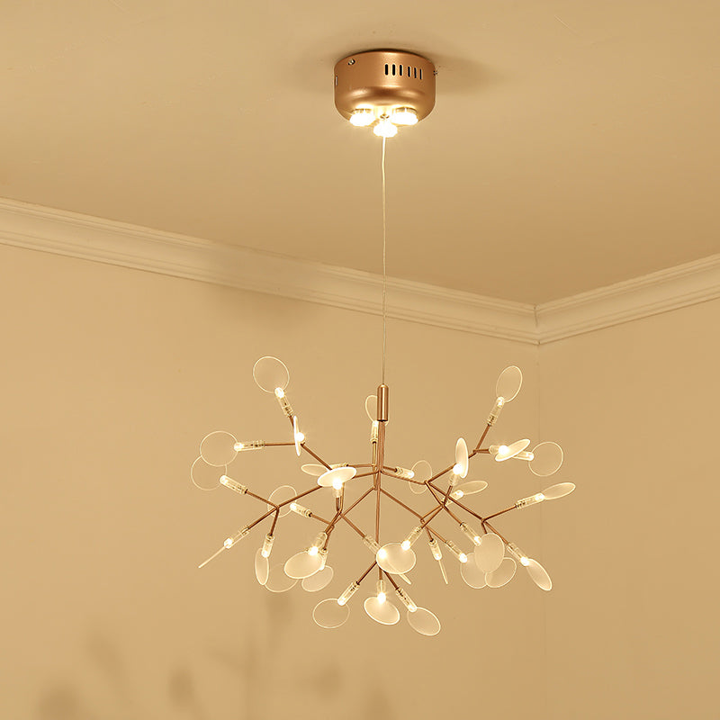 Designer Heracleum Chandelier Acrylic Living Room LED Pendant Light Fixture in Bronze