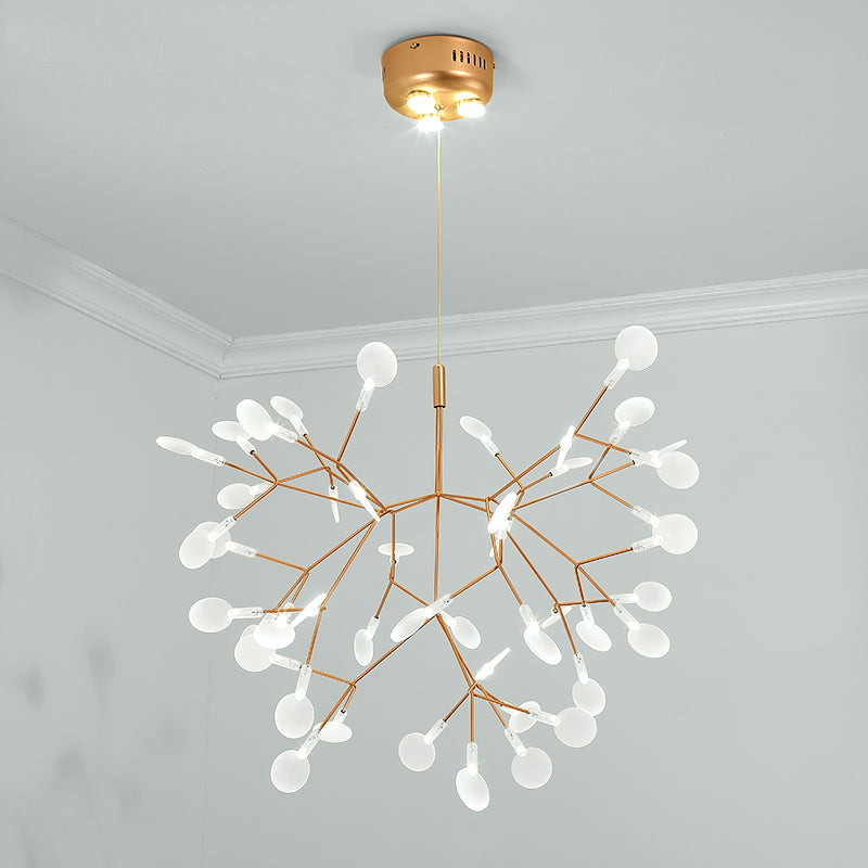 Designer Heracleum Chandelier Acrylic Living Room LED Pendant Light Fixture in Bronze