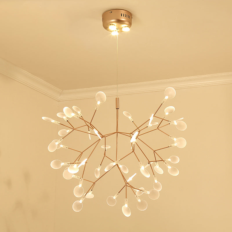 Designer Heracleum Chandelier Acrylic Living Room LED Pendant Light Fixture in Bronze