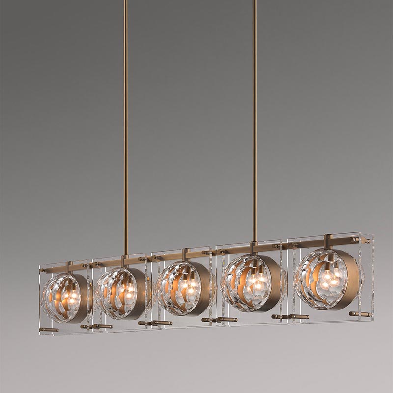 Lámpara colgante de bola de vidrio hexágono Arte de la isla de la isla de la isla de la isla de la isla de 5 cabezas