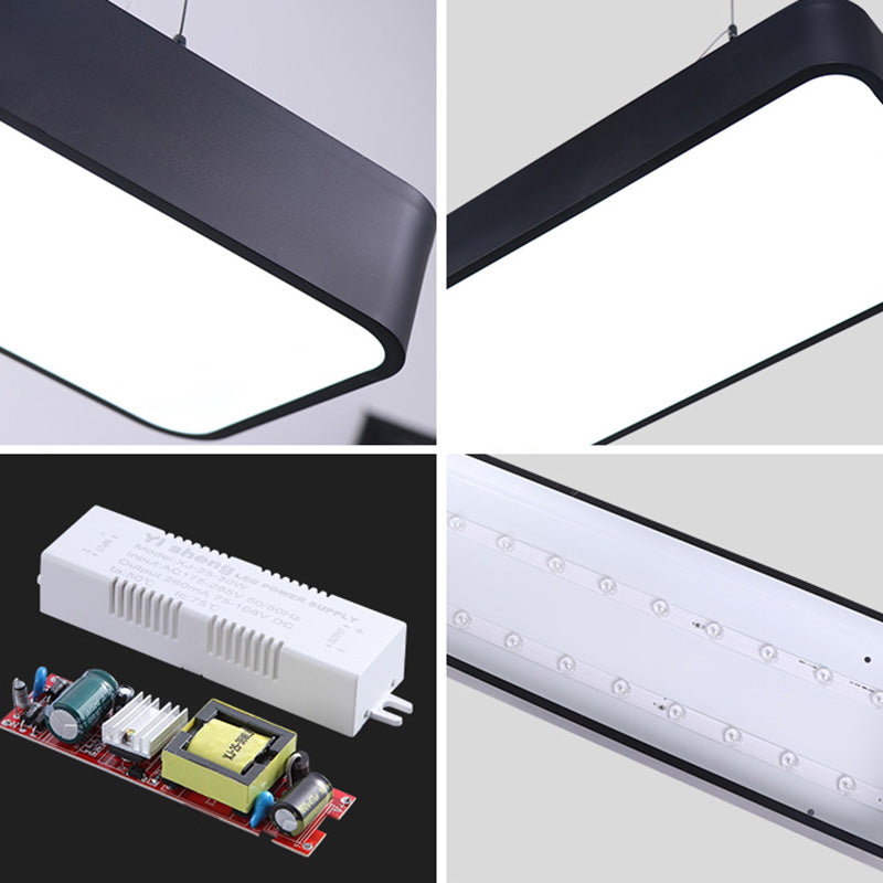 Einfache Rechteck -Anhänger Beleuchtung Metall Office LED Hängende Licht mit Acryldiffusor
