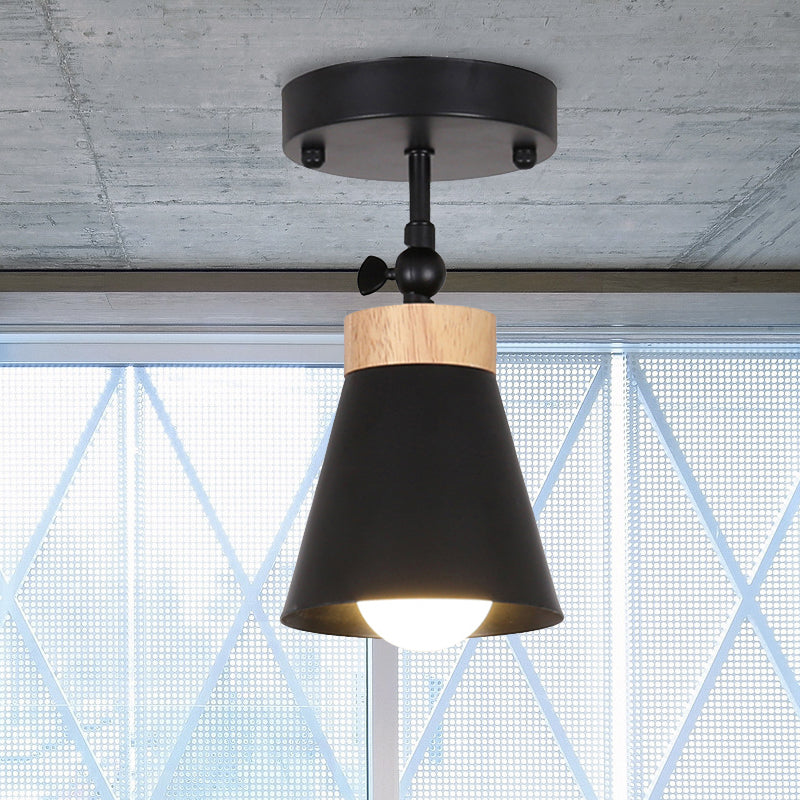 Plafoniera da incasso con paralume affusolato regolabile Plafoniera modernista in metallo a 1 luce nero/bianco