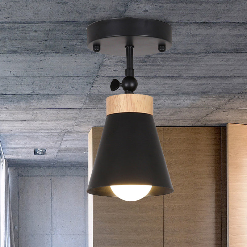 Plafoniera da incasso con paralume affusolato regolabile Plafoniera modernista in metallo a 1 luce nero/bianco