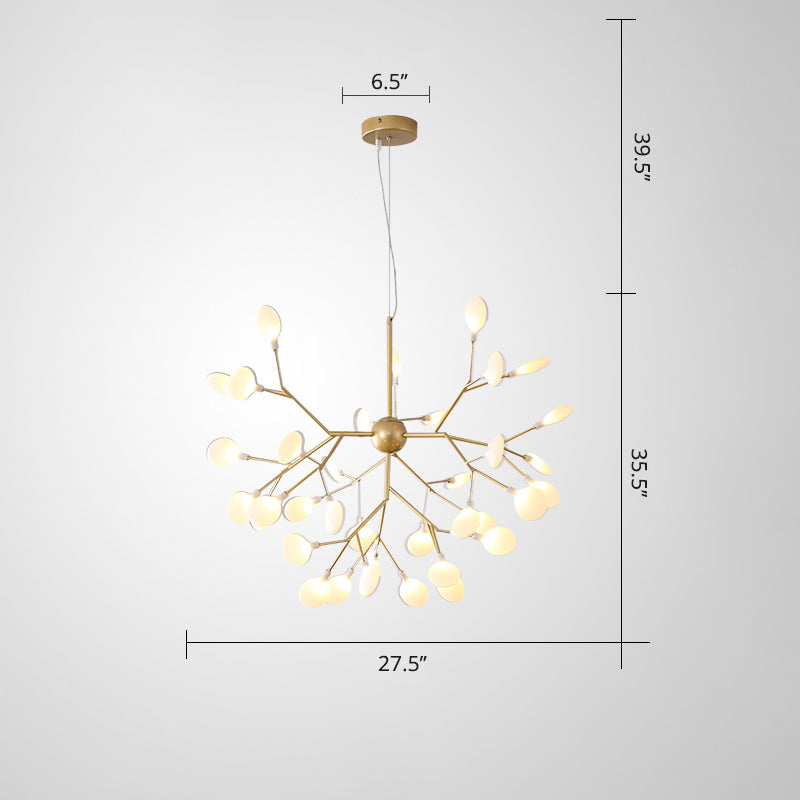 Acrylic Leaf Hanging Chandelier Designer Gold Finish Pendant Ceiling Light for Bedroom