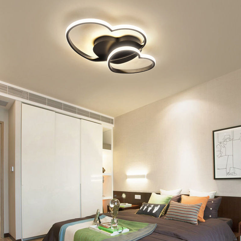 Dubbele hartvormige plafondlamp Romantisch minimalistisch metalen slaapkamer inbouw led-licht