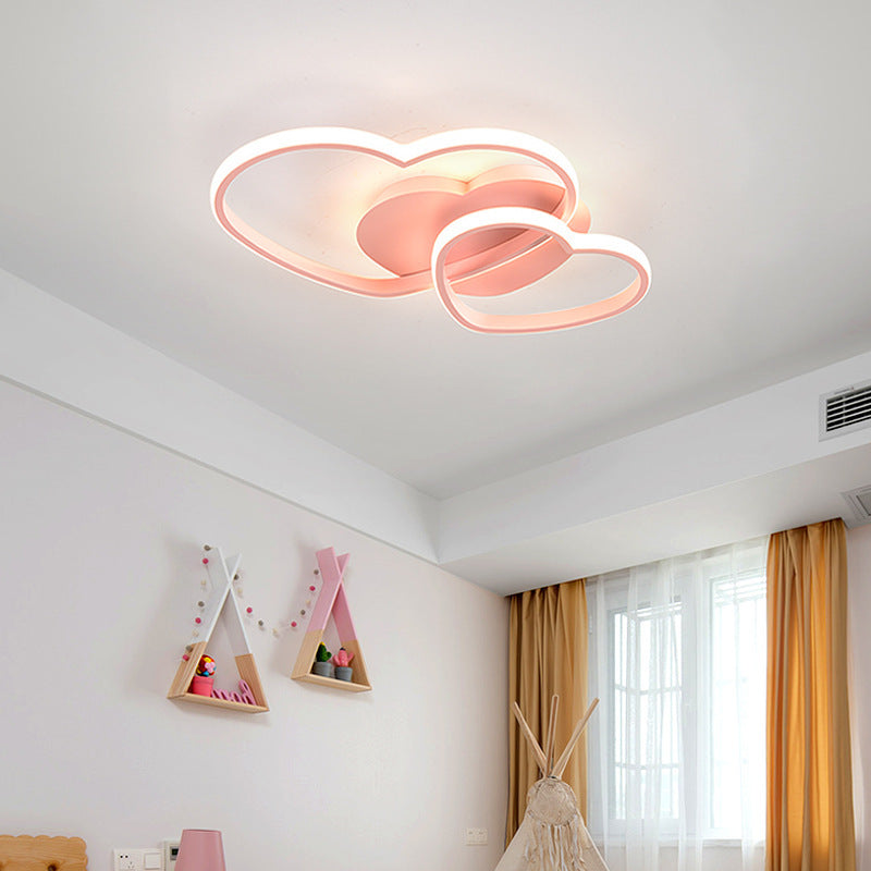 Dubbele hartvormige plafondlamp Romantisch minimalistisch metalen slaapkamer inbouw led-licht