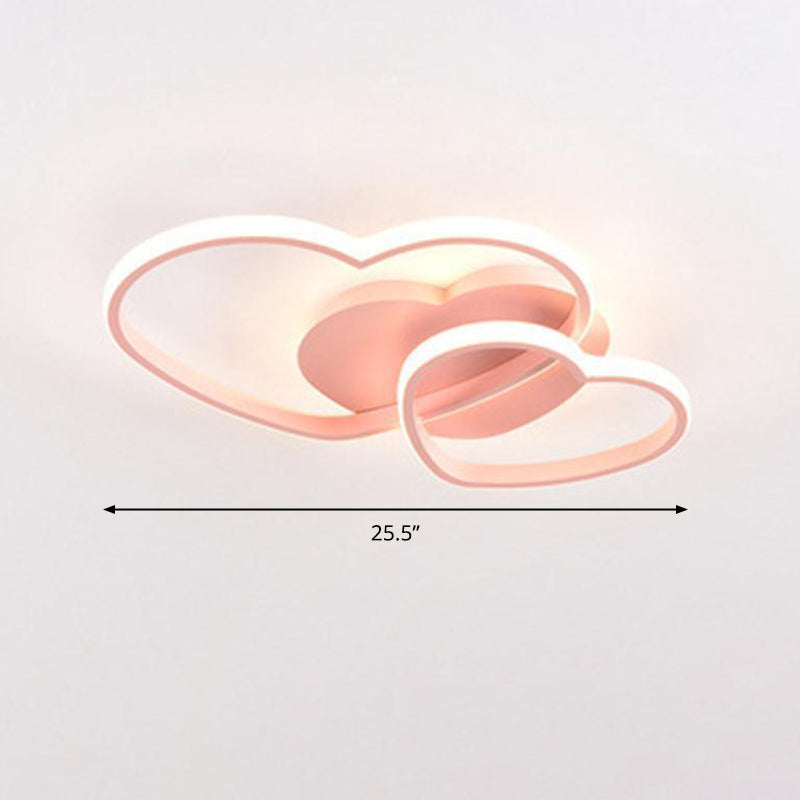 Dubbele hartvormige plafondlamp Romantisch minimalistisch metalen slaapkamer inbouw led-licht