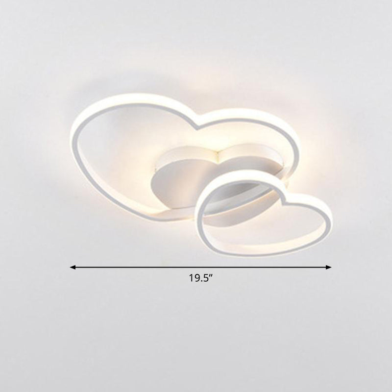 Dubbele hartvormige plafondlamp Romantisch minimalistisch metalen slaapkamer inbouw led-licht