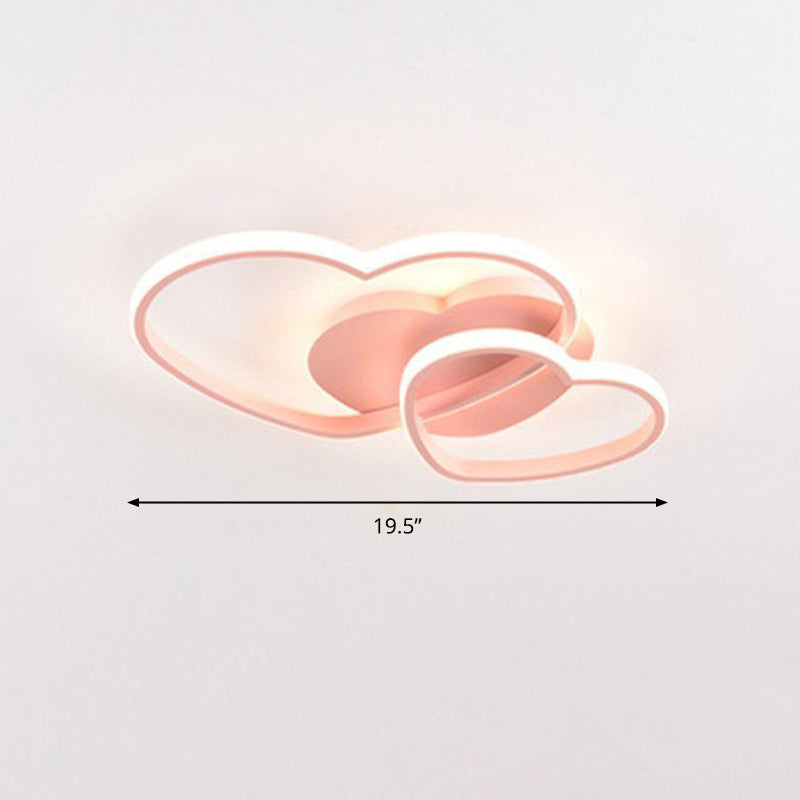 Dubbele hartvormige plafondlamp Romantisch minimalistisch metalen slaapkamer inbouw led-licht