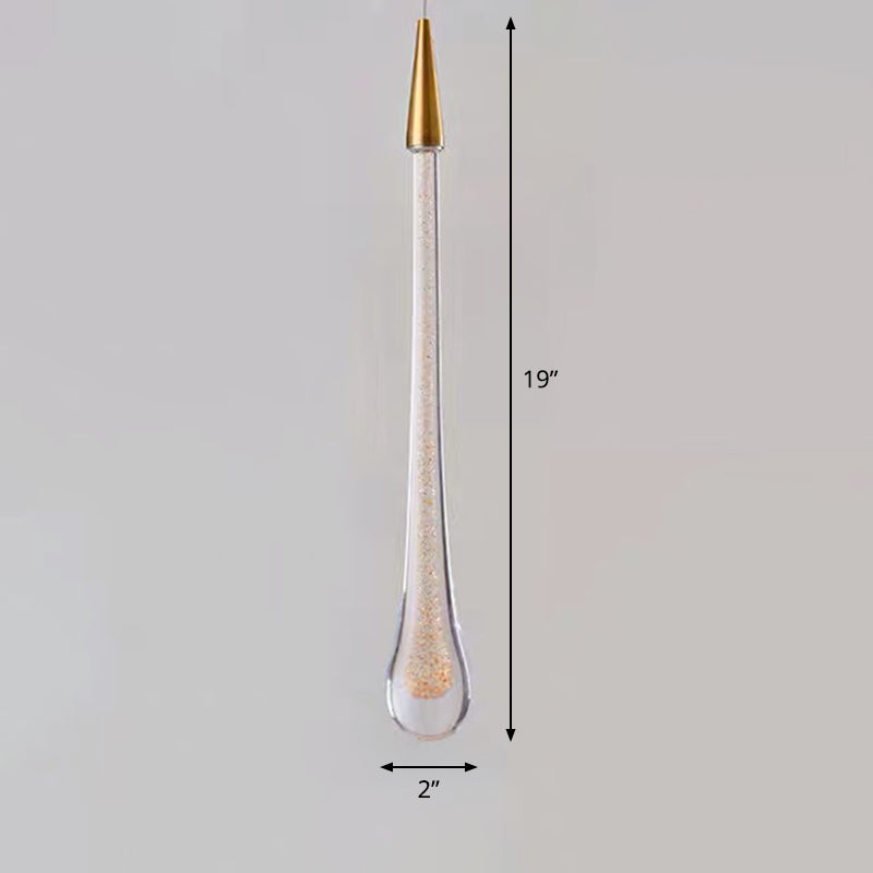 Dekorative Wasserdrop -Suspensionslampe klares Kristallglas Esszimmer LED Pendellicht in Gold