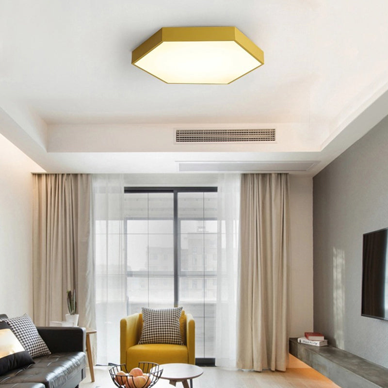 Hexagonal Metal Flush Ceiling Light Minimalist LED Flush Mount Recessed Lighting for Living Room
