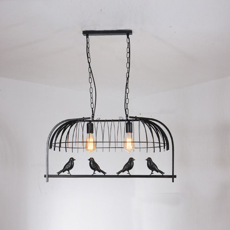 Bird Cage Kitchen Island Lighting Farmhouse Metal Black Finish Suspension Light Fixture