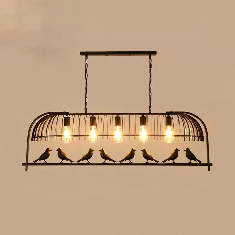 Bird Cage Kitchen Island Lighting Farmhouse Metal Black Finish Suspension Light Fixture