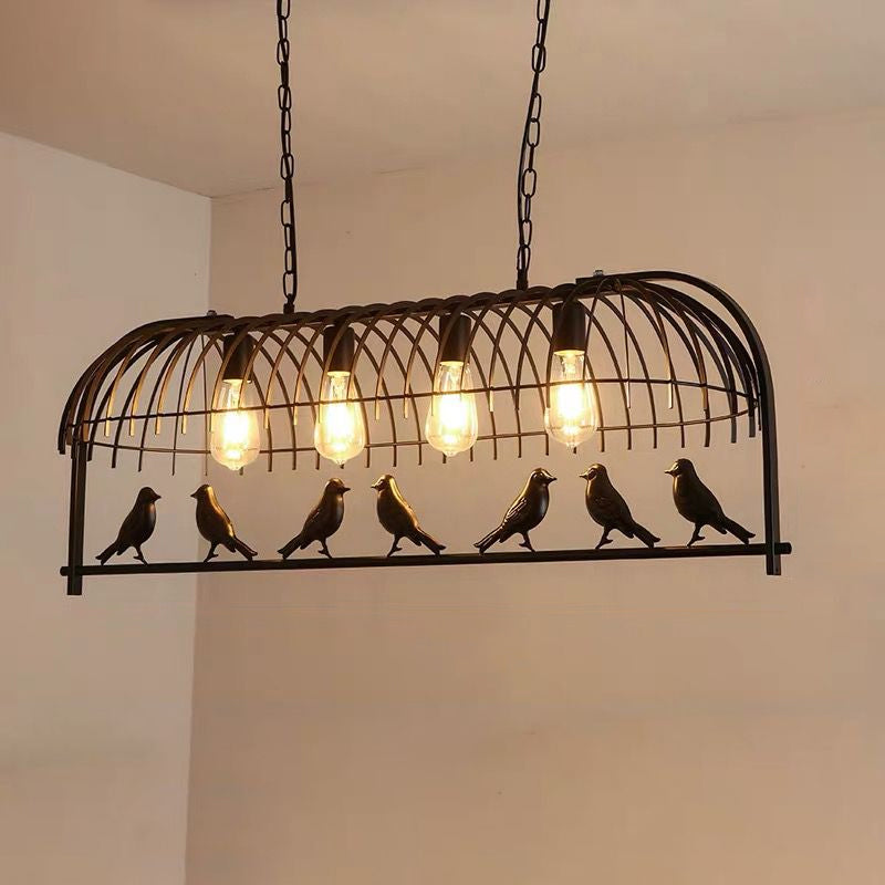 Bird Cage Kitchen Island Lighting Farmhouse Metal Black Finish Suspension Light Fixture