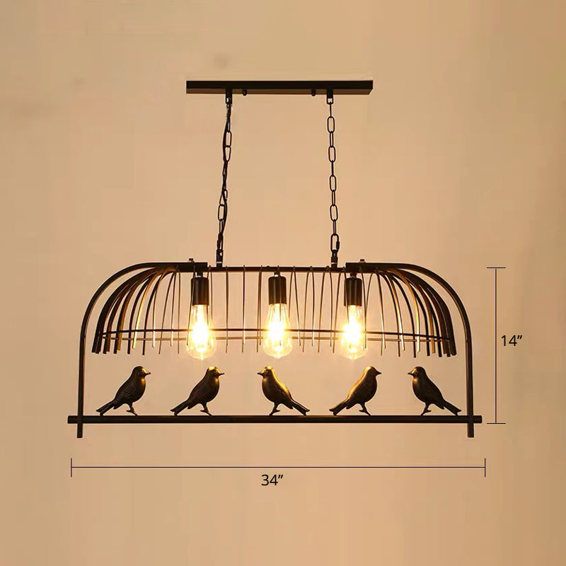 Bird Cage Kitchen Island Lighting Farmhouse Metal Black Finish Suspension Light Fixture