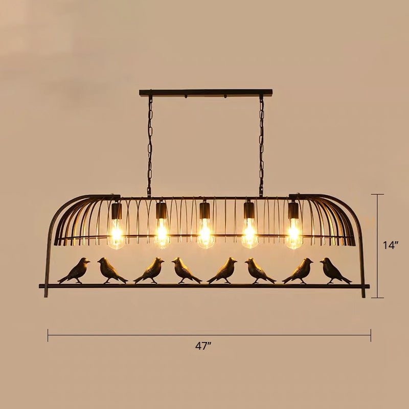Bird Cage Kitchen Island Lighting Farmhouse Metal Black Finish Suspension Light Fixture