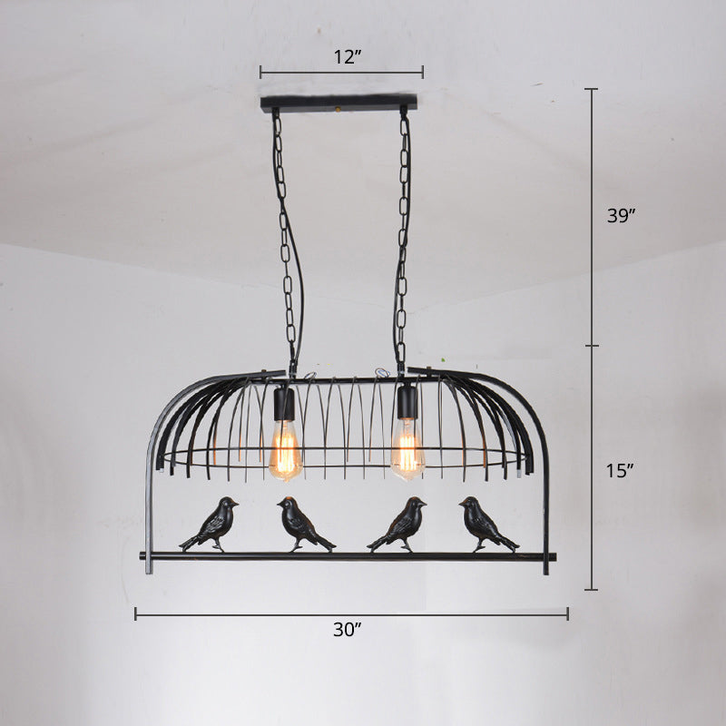 Bird Cage Kitchen Island Lighting Farmhouse Metal Black Finish Suspension Light Fixture