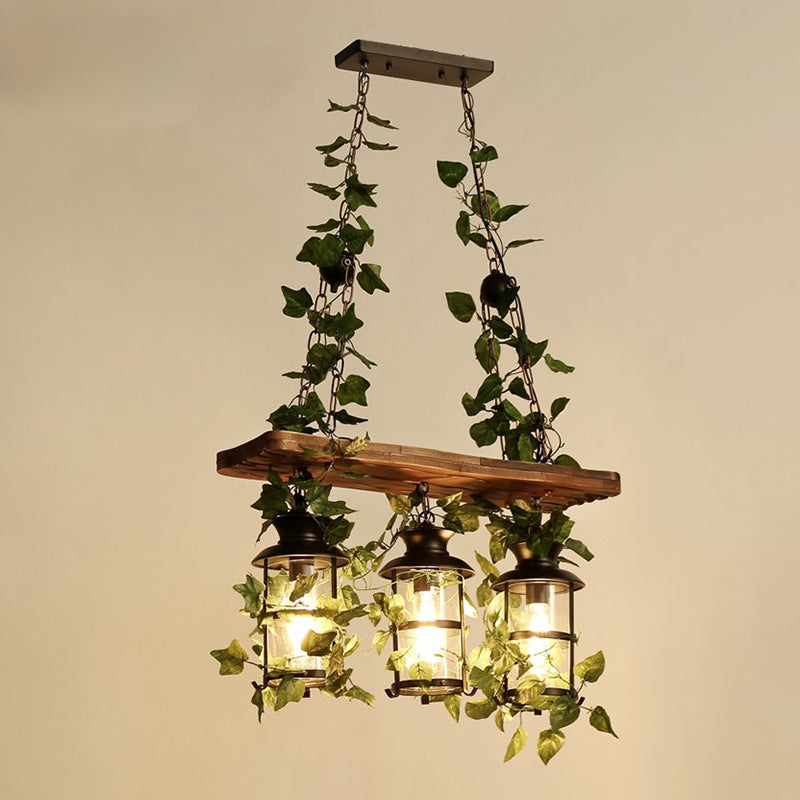 Metal Cage Island Lighting Industrial Restaurant Suspension Light with Plant Decoration