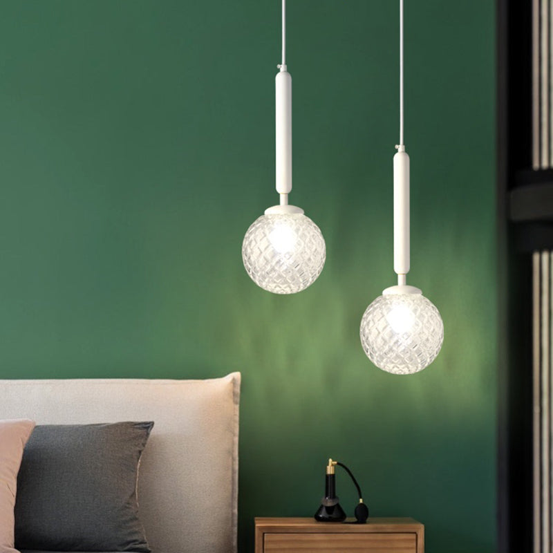 Lampada a sospensione a sfera di vetro reticolare trasparente Stile Spepension Sospension per camera da letto