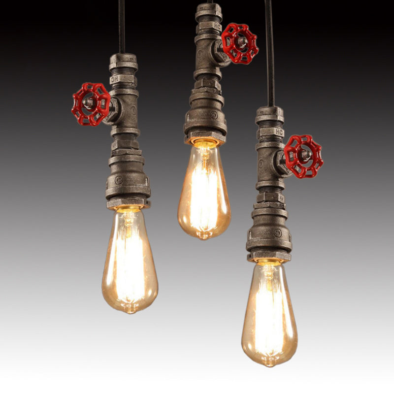 Bronze Exposed Bulb Pendant Ceiling Light Industrial Iron 1-Light Restaurant Down Lighting