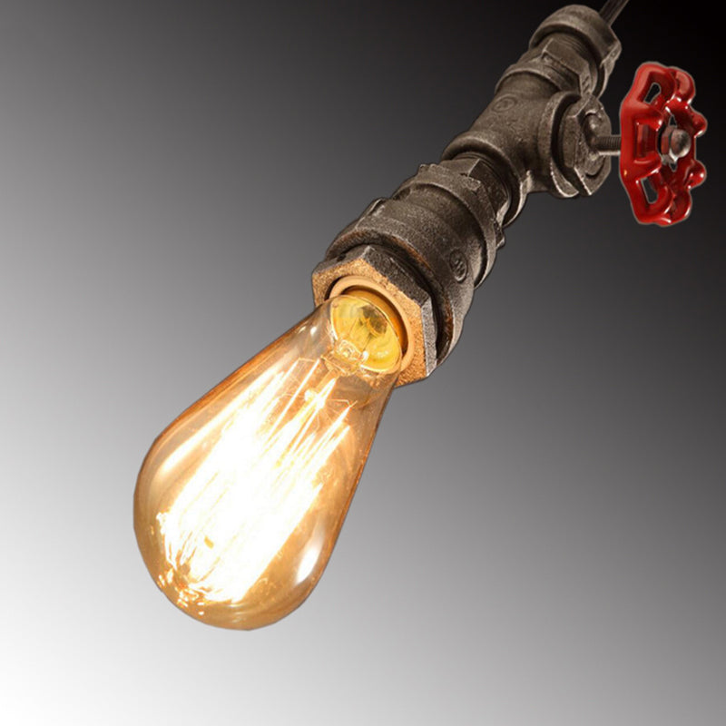 Bronze Exposed Bulb Pendant Ceiling Light Industrial Iron 1-Light Restaurant Down Lighting