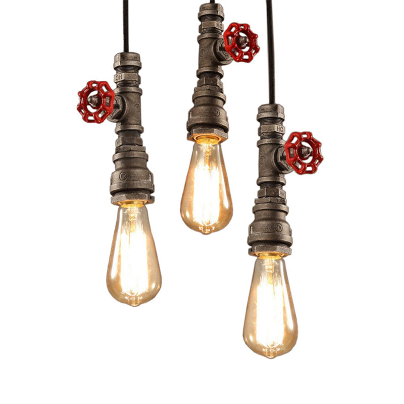 Bronze Exposed Bulb Pendant Ceiling Light Industrial Iron 1-Light Restaurant Down Lighting