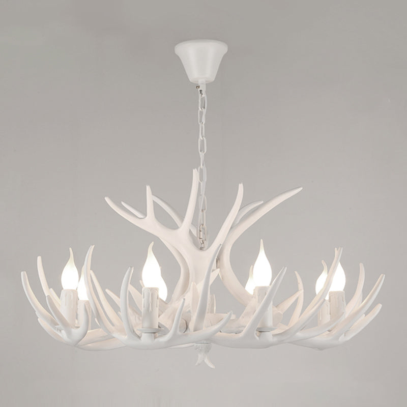 Suspension de bougie en résine Light Country Style Restaurant Chandelier avec Antler Deco