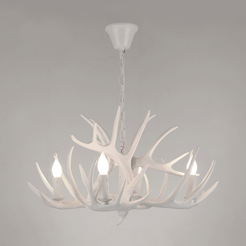 Suspension de bougie en résine Light Country Style Restaurant Chandelier avec Antler Deco
