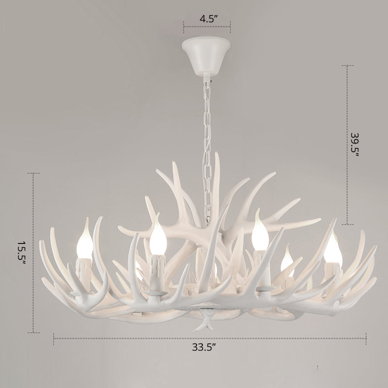 Suspension de bougie en résine Light Country Style Restaurant Chandelier avec Antler Deco