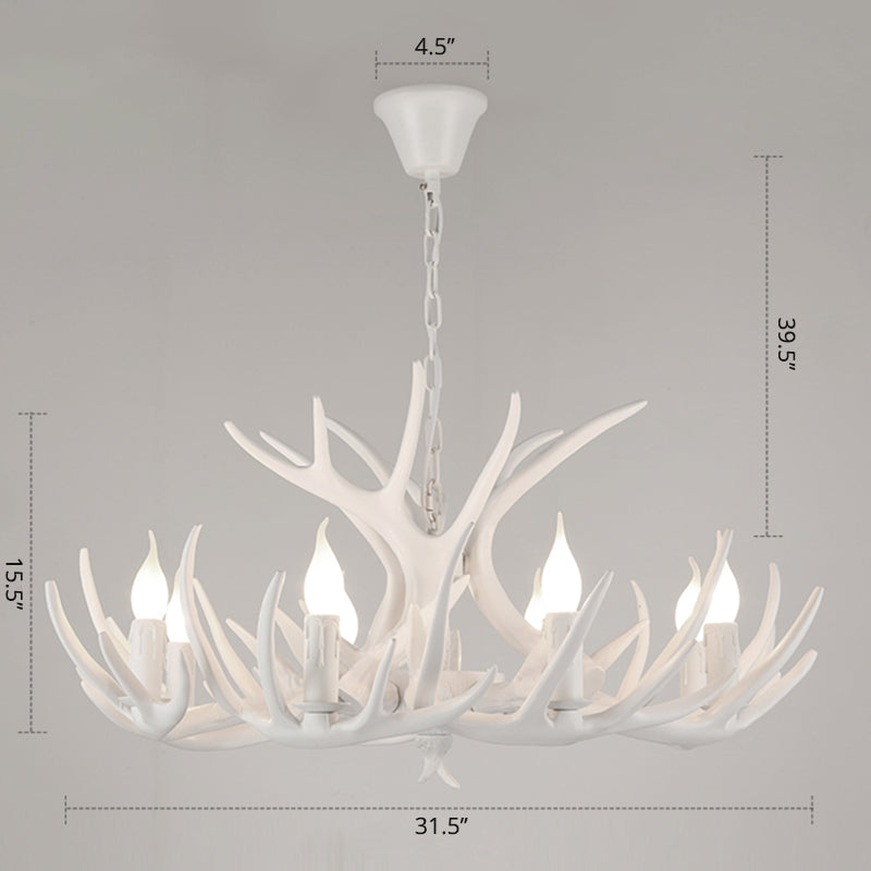 Suspension de bougie en résine Light Country Style Restaurant Chandelier avec Antler Deco