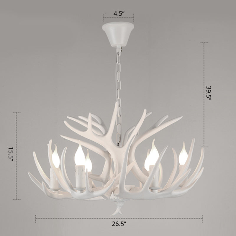 Suspension de bougie en résine Light Country Style Restaurant Chandelier avec Antler Deco