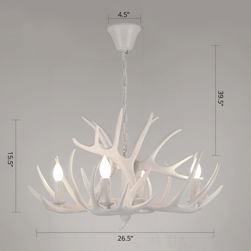 Suspension de bougie en résine Light Country Style Restaurant Chandelier avec Antler Deco