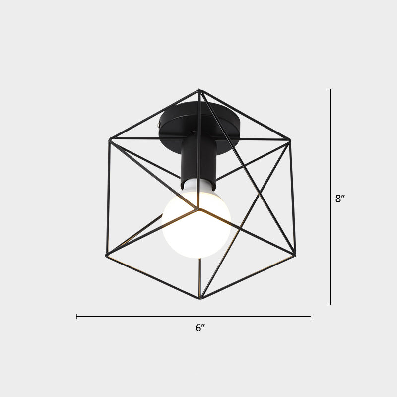 Lámpara de techo incorporada de pequeño Canal de jaula, lámpara de techo negra de metal industrial