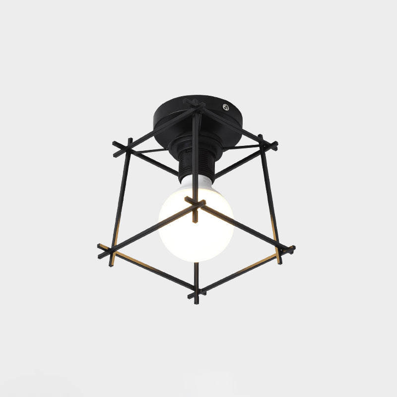 Lámpara de techo incorporada de pequeño Canal de jaula, lámpara de techo negra de metal industrial