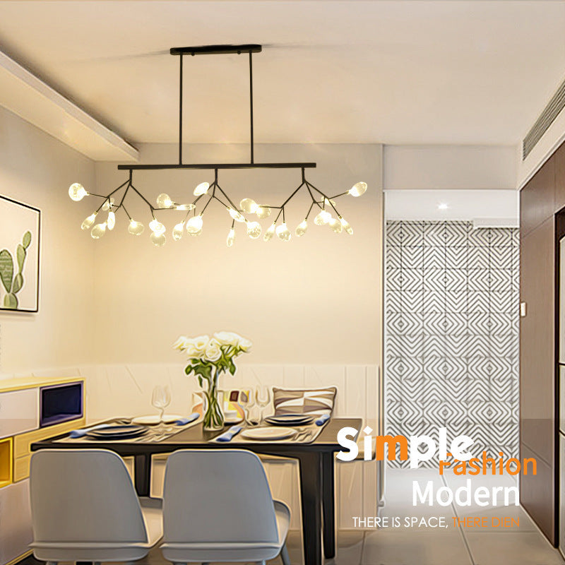 Tree Branch Glass Pendant Lamp Nordic 27-Light Island Ceiling Light for Dining Room