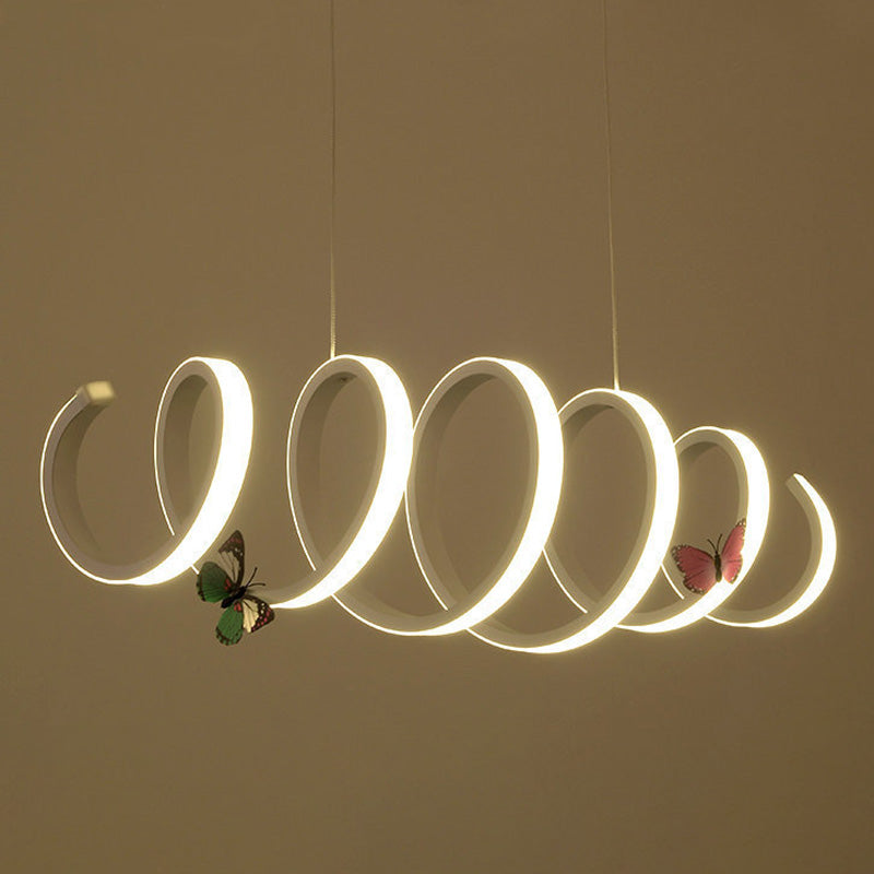 White Spiral Pendant Light Minimalism LED Acrylic Ceiling Suspension Lamp for Dining Room