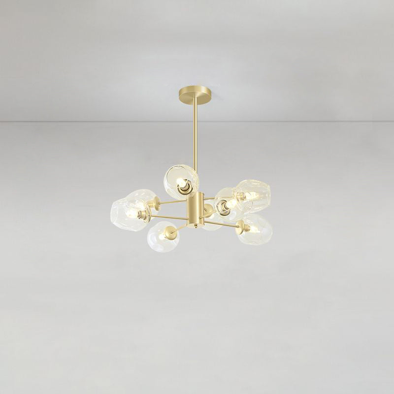 Dimpled Blown Glass Cup Chandelier Postmodern Gold Finish Hanging Lamp for Living Room