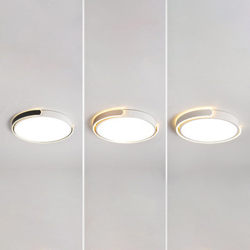 Round LED Ceiling Light Fixture Modernism Metal Bedroom Flushmount Lighting with Acrylic Diffuser