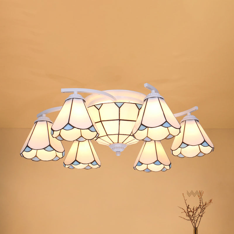 Gerasteerd glas semi -spoelmontage licht geschulpte rand mediterrane stijl dicht bij plafondlicht