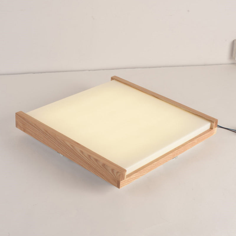 Simplicity Quad-förmige Deckenleuchte aus Acryl für Schlafzimmer, Unterputzleuchte aus Holz