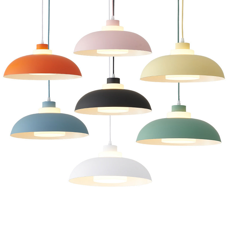 Bol en aluminium plafonnier pendrier léger macaron à la lampe à bulbe unique avec insert de l'ombre acrylique