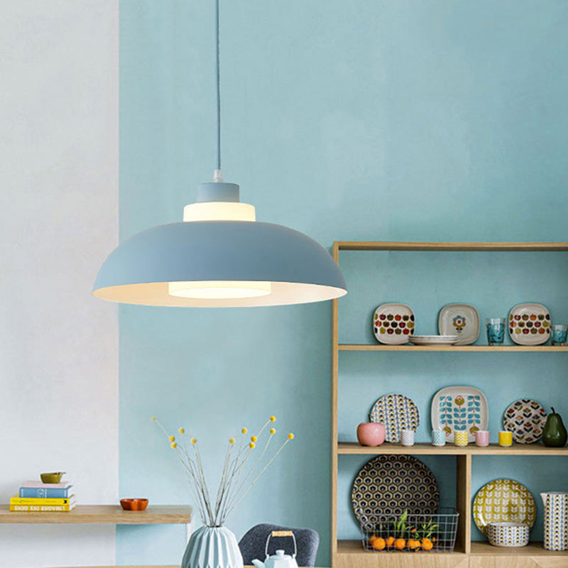 Bol en aluminium plafonnier pendrier léger macaron à la lampe à bulbe unique avec insert de l'ombre acrylique